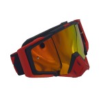 Ochelari unisex ski, snowboard, motociclism, ciclism, rama rosie, lentila multicolora, O11RMN